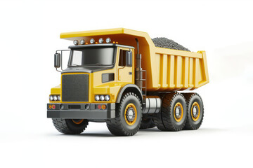 yellow dump truck Isolated on white background, construction