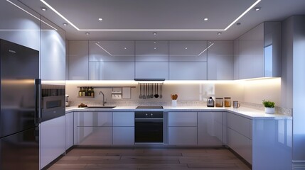 Sleek Minimalist Kitchen A Study in Modern Design and Textural Contrasts