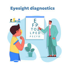 Vision screening in action. Vector illustration