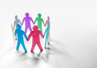 Paper chain friends, teamwork, diversity, family or community