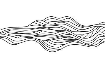 Abstract element, wavy, curved lines. Vector illustration of hand drawn stripes, isolated on white background.