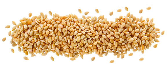 composição com pilha de semente de gergelim visto de cima isolado em fundo transparente