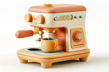 3D Rendering Modern Retro Coffee Machine on White background or Beige background, Coffee beverage machine, Technology, Kitchenware, Cafe, vector, 3D Illustration