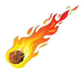 Falling comet with fire trail vector cartoon illustration isolated on white background © YG Studio