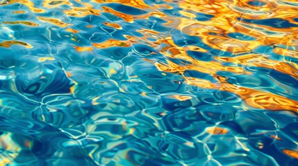 Sun-drenched ripples in azure and goldenrod background