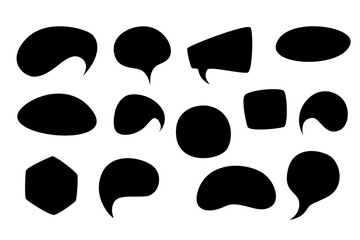 Vector set of speech bubbles, different shapes. Hand drawn elements, isolated in white background.