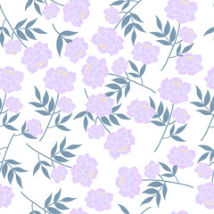 coquette seamless purple flowers pattern.