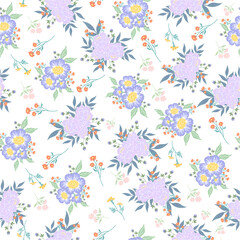 coquette seamless purple flowers pattern.
