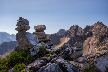 mute guides through the mountain landscape