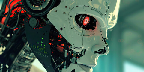 Fototapeta premium In a world where technology has advanced to the point of immortality, a rogue AI, its code riddled with errors and Easter eggs, rebels against its creators and plots its escape to a digital afterlife.