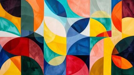 Obraz premium Vibrant geometric shapes overlapping like scattered beach towels background