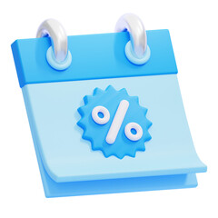 PNG 3D Discount Calendar icon isolated on a white background