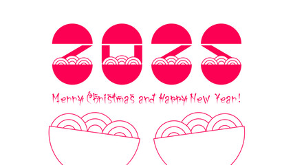 The layout of the menu cover design for the restaurant's ramen for 2025. Congratulations on the coming year 2025. A banner for Chinese fast food. The concept of Chinese fast food in 2025.