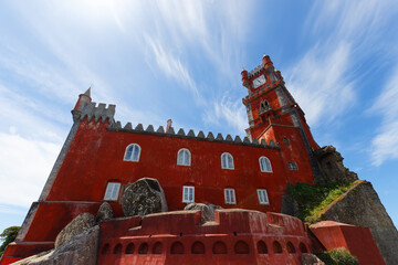 colorful Pena Palace, famous palace and one of the seven wonders in Portugal