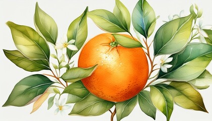Orange in watercolor illustration