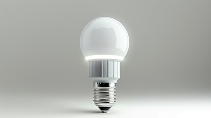 Bright white LED light bulb turned on, glowing intensely, isolated on a white background 