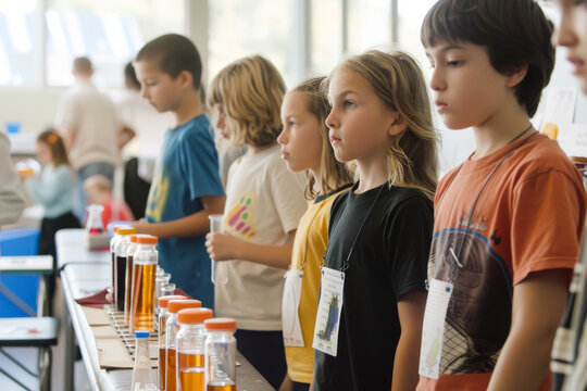 A group of children at science fair