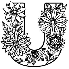 colorful with letter U and flowers