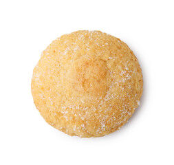 Tasty sweet sugar cookie isolated on white, top view