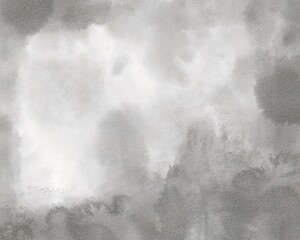 Abstract grunge grey watercolor background. Monochrome gray aquarelle painted paper textured canvas for design, vintage card, retro template. Black and white ink effect watercolour illustration