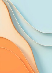 Abstract background with smooth wavy lines in blue and orange pastel shades, creating a serene design.