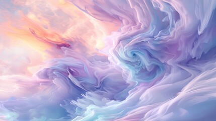 Fototapeta premium Pastel-colored clouds against a gradient sky evoke a dreamy summer evening background