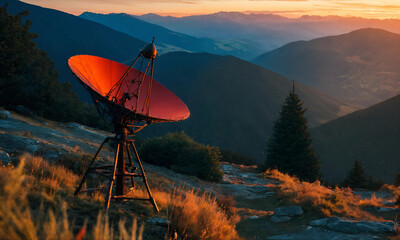 a satelite dish at sunset