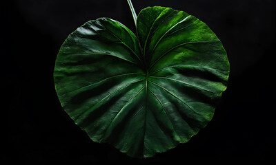 leaf on black background