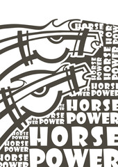Two Horses with Text Digital Poster Art Illustration in  