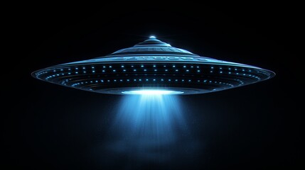 UFO spacecraft hovers in dark sky