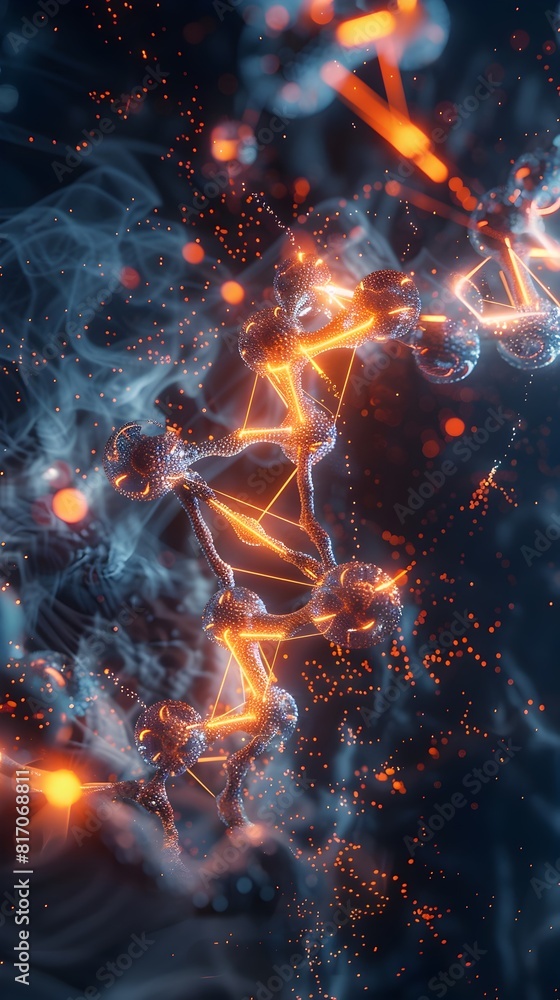 Poster intricate molecular structure of a complex organic compound a captivating d visualization