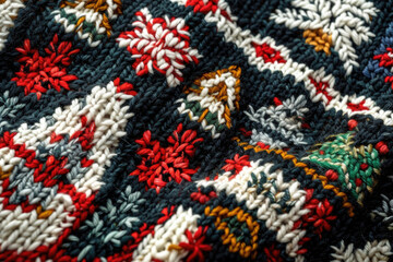 Knitted pattern with Christmas motifs