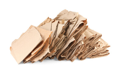 Pile of waste paper isolated on white