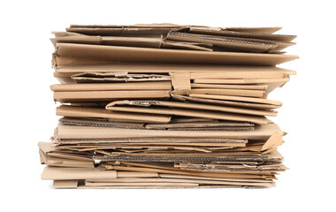 Stack of cardboard pieces isolated on white