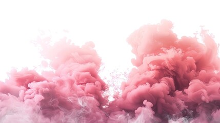 Rose-Colored Dense Smoke on White Background