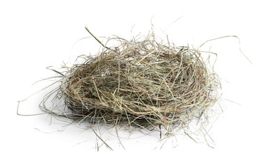 Dried hay isolated on white. Livestock feed