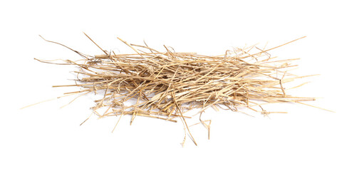 Dried straw isolated on white. Livestock feed