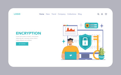 Data encryption web or landing. Personal information, internet access