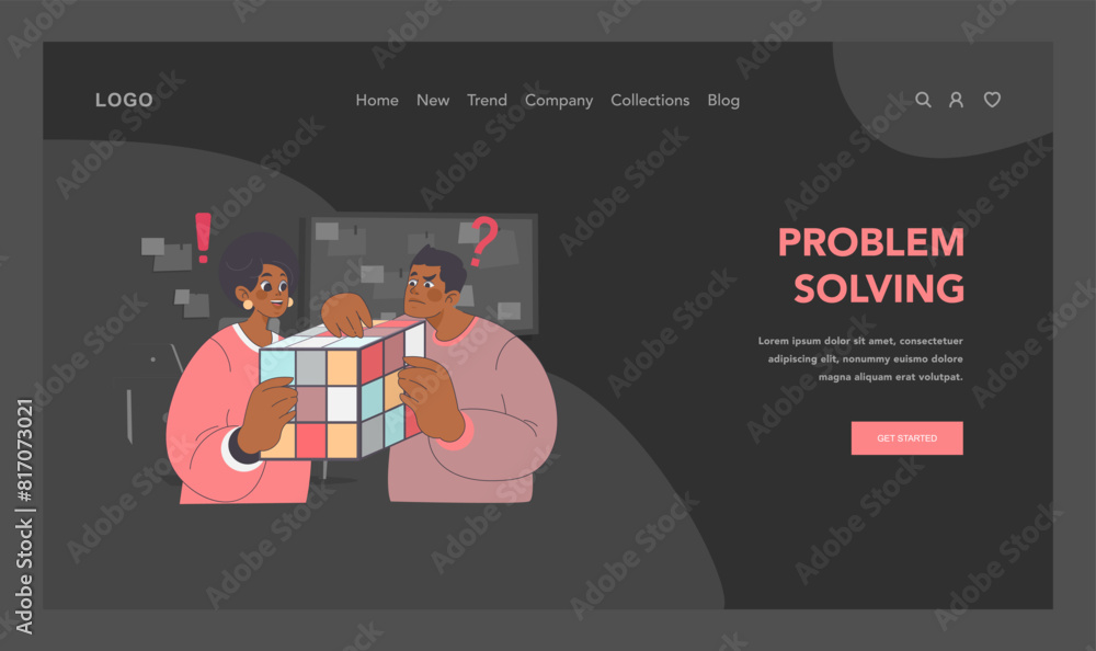 Poster collaborative problem-solving concept. flat vector illustration