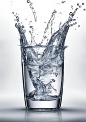 Water splashes in a glass