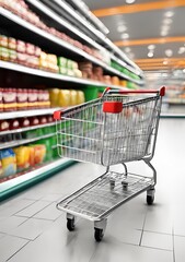 Shopping cart in supermarket