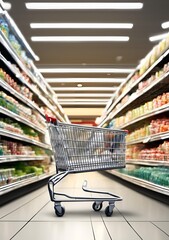 Shopping cart in supermarket