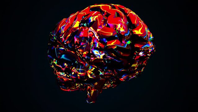 Glossy neon brain. Computer generated 3d render