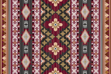  Navajo tribal vector seamless pattern. Native American ornament. Ethnic South Western decor style. Ikat Boho geometric ornament. Vector seamless pattern. Mexican blanket, 