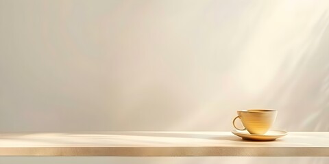 Aesthetic Coffee Cup on Neutral Background with Natural Lighting. Concept Product Photography, Coffee Lover, Neutral Tones, Minimalist Design, Natural Lighting