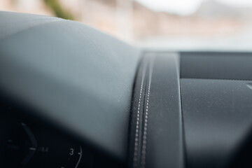 Modern luxury car leather panel close up