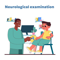Attentive neurological exam. Vector illustration