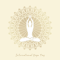 Yoga Day Ethnic Vector with Mandala
