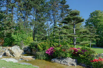 Japanese Garden in public Nordpark,Duesseldorf,North Rhine Westphalia,Germany