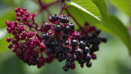 A ripe pokeweed up close